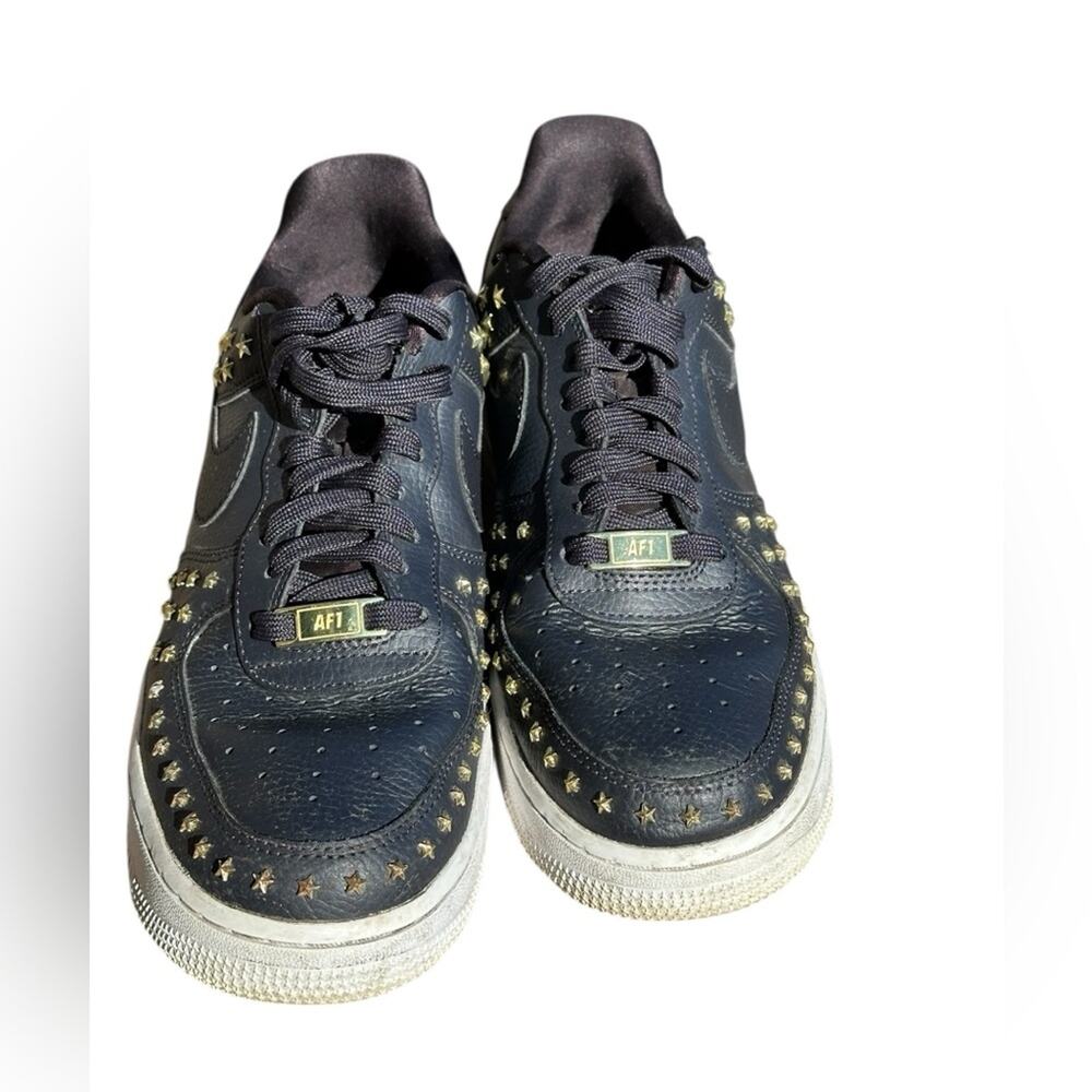 Nike Air Force 1 Black and Gold Stars Studded Sneakers GUC Size 9 - Picture 2 of 16